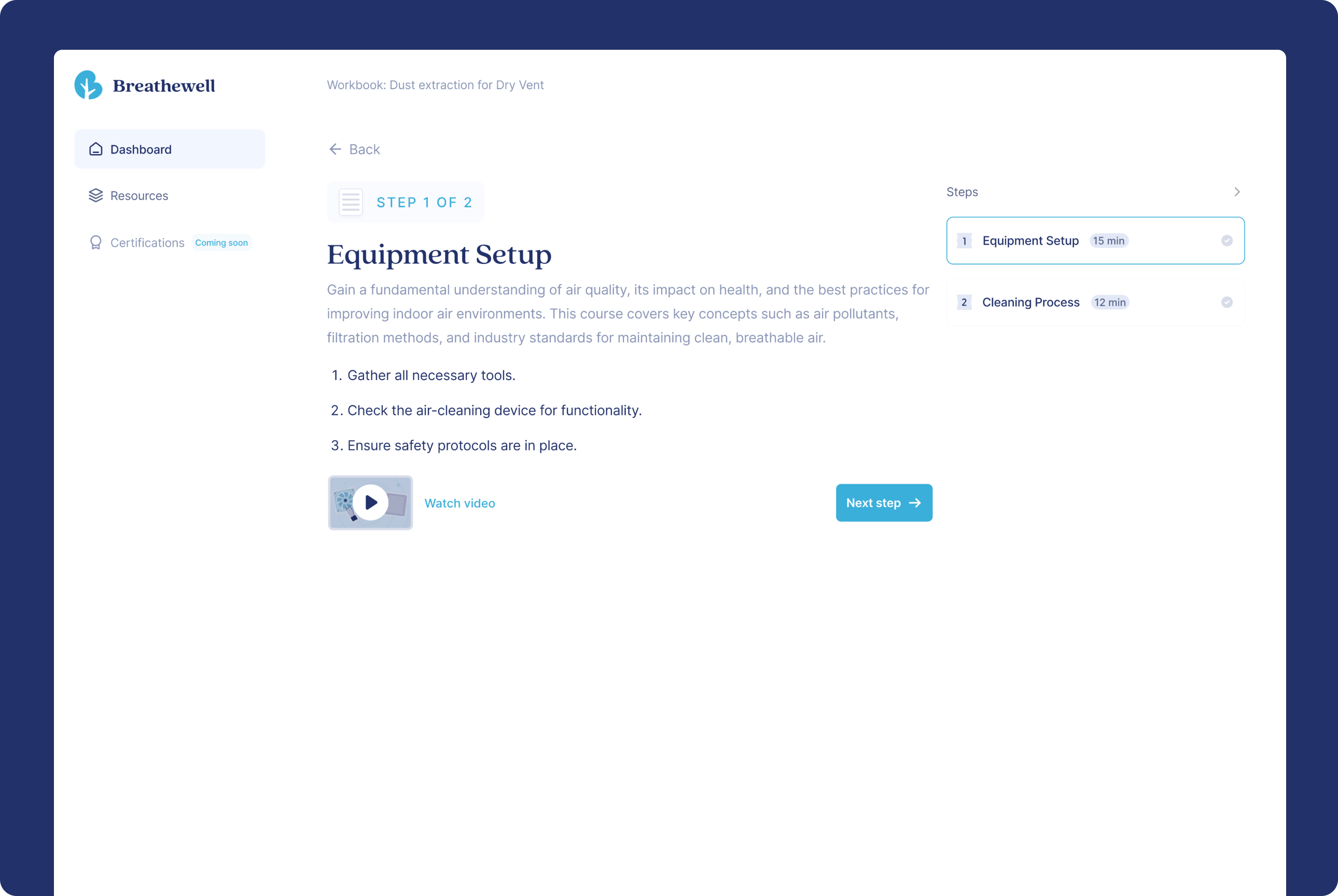 Breathewell LMS content